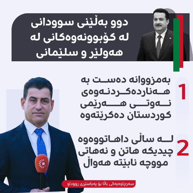 دوێنێ لە کۆبوونەوەکانی لە هەولێر و سلێمانی، سوودانی دوو بەڵێنی بە لایەنەکان داوە