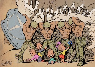 "NATO hides behind the backs of Ukrainians" - International cartoon exhibition a...